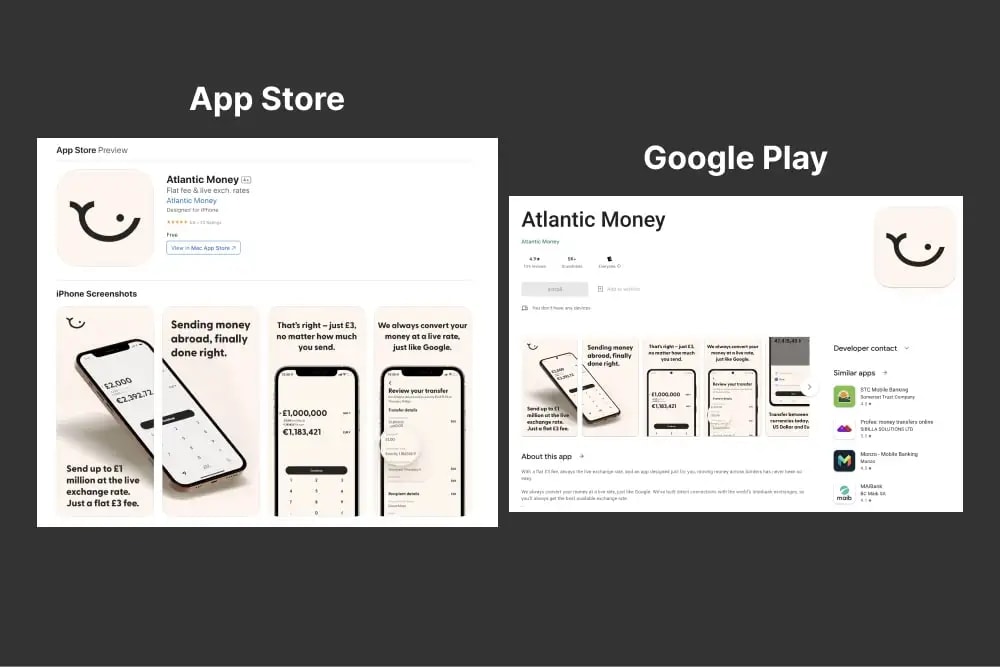 Atlantic Money on the App Store and Google Play Store