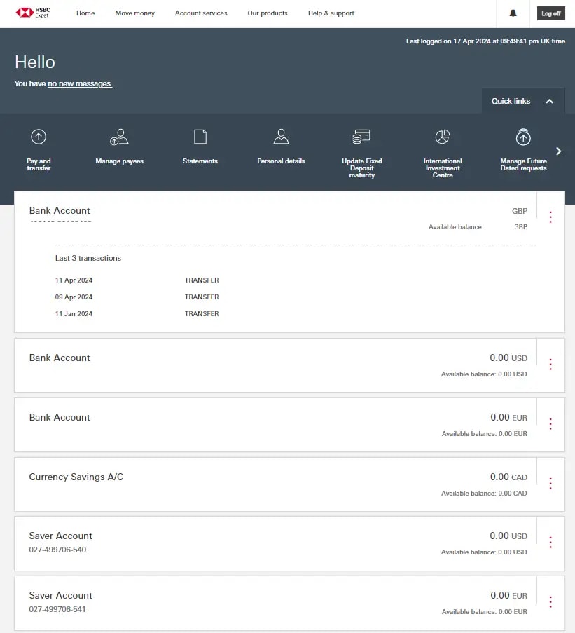 HSBC Expat multi currency account