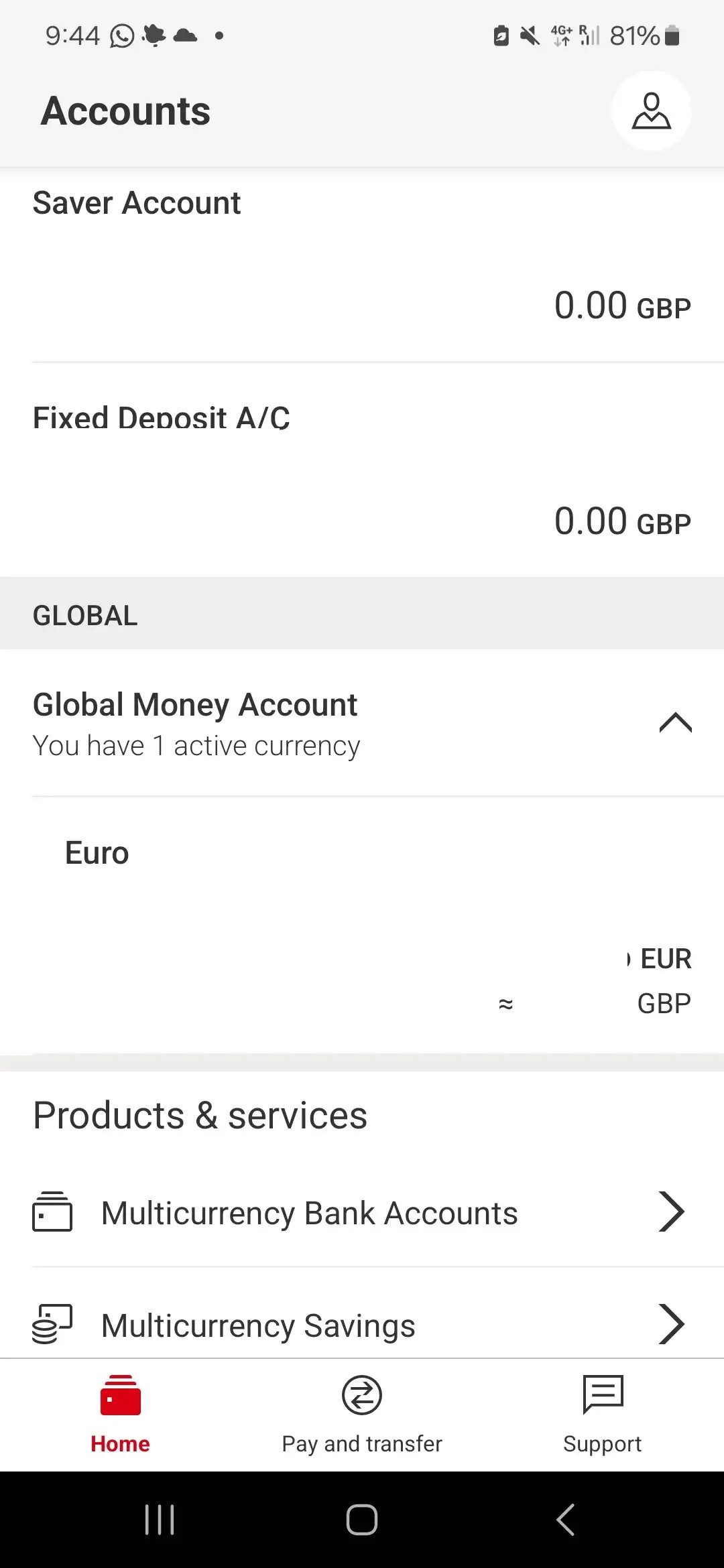 Screenshot from HSBC Expat