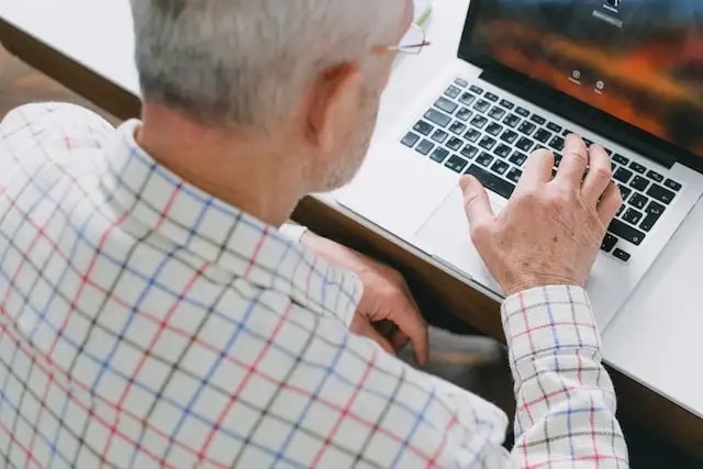 A man on a laptop