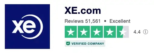 XE trustpilot rating