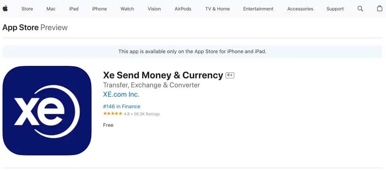 XE nets an excellent 4.8/5 rating on the app store